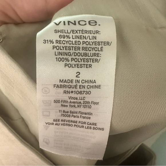 VINCE Crop Wide Leg Pant Light Dove Grey Linen Blend Stretch Size 2 - Picture 8 of 13